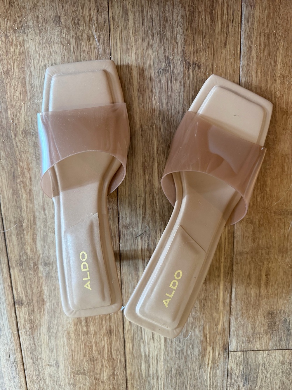 ALDO • Women's Nude Square-Toe Slide Sandals